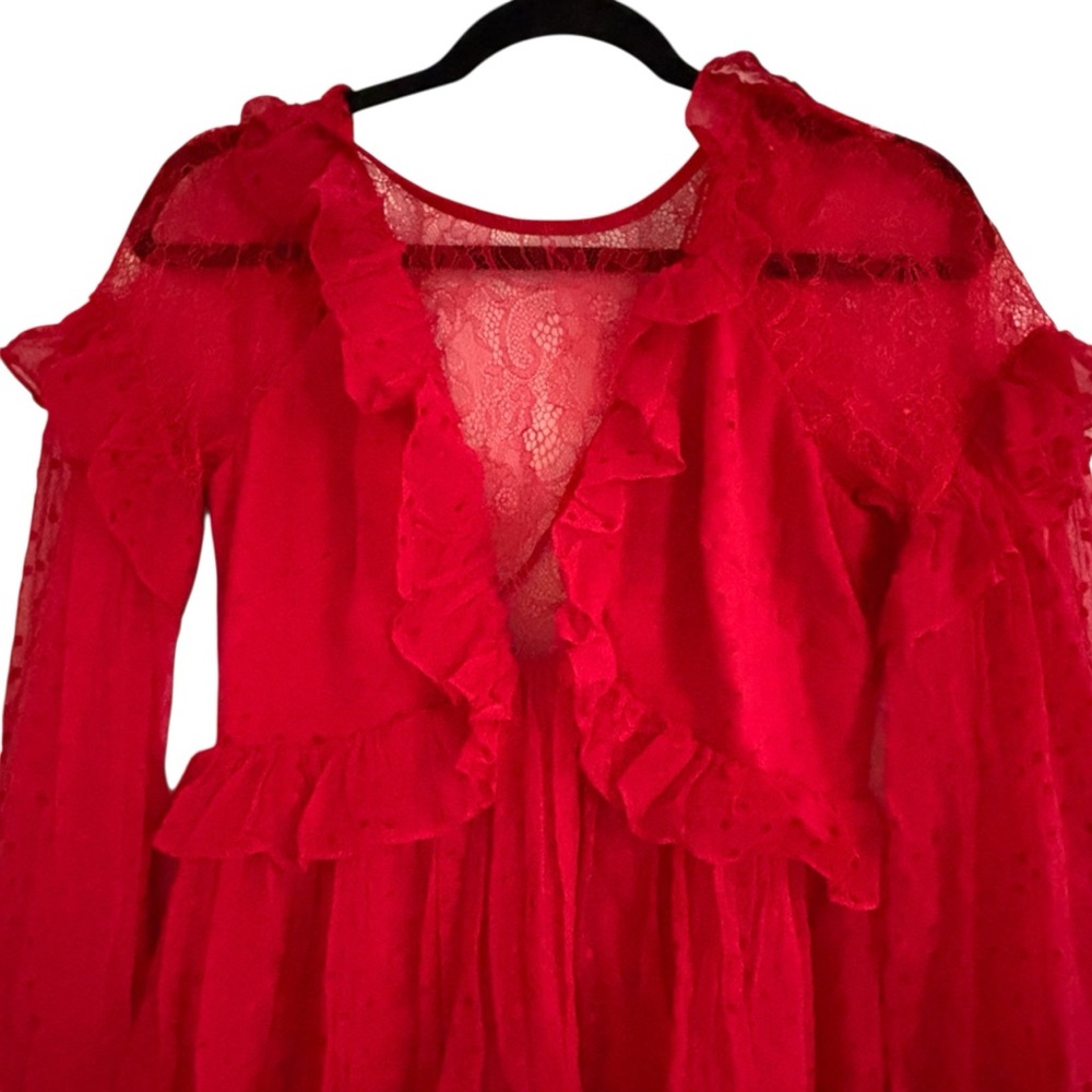FREE PEOPLE Red Swiss Dot “Dotty” Mini Dress Size XS - Picture 7 of 10